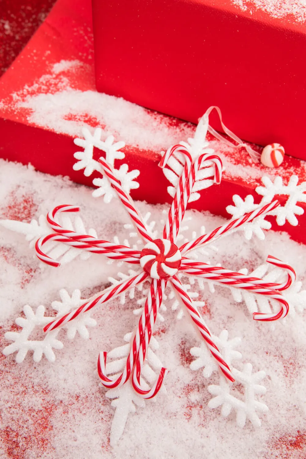Decorator's Warehouse 12" Acrylic Peppermint Snowflake Large Ornament > Christmas Decor|Christmas Ornaments