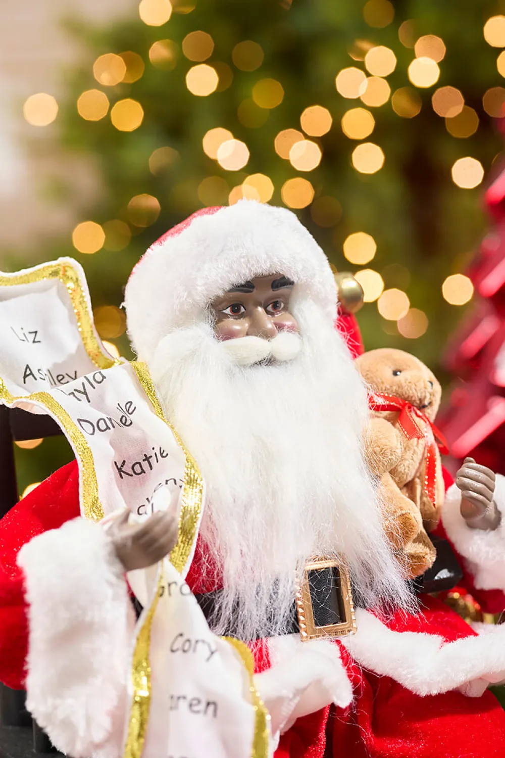 Decorator's Warehouse 15" African American Santa Figurine with List > Santas & Angels|Classic Christmas
