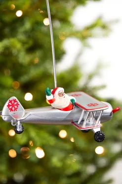 Decorator's Warehouse Animated Tree Topper, Black Santa's Biplane Circles The Tree > Tree Toppers|Christmas Decor