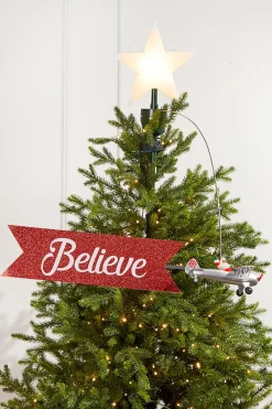 Decorator's Warehouse Animated Tree Topper, Black Santa's Biplane Circles The Tree > Tree Toppers|Christmas Decor