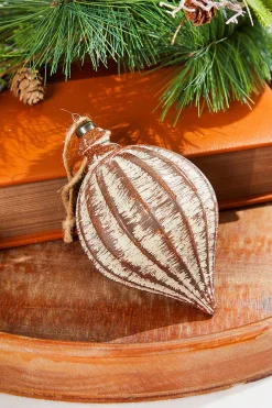 Decorator's Warehouse 6" Antique Drop Ornament - Brown Wash > Winter Woodland|Heritage Plaid