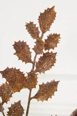 Decorator's Warehouse 22" Antique Gold Shimmer Holly > Winter Woodland|Christmas Decor