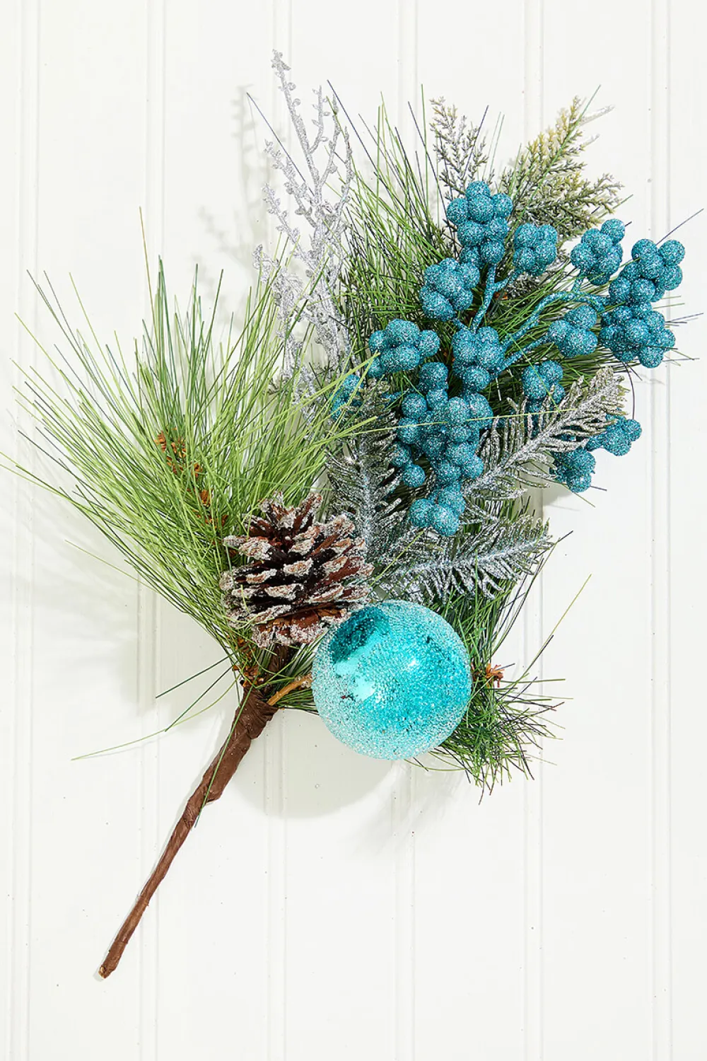Decorator's Warehouse 14.5" Aqua Glitter Pinecone Ornament Spray > Blue Christmas|Christmas Decor