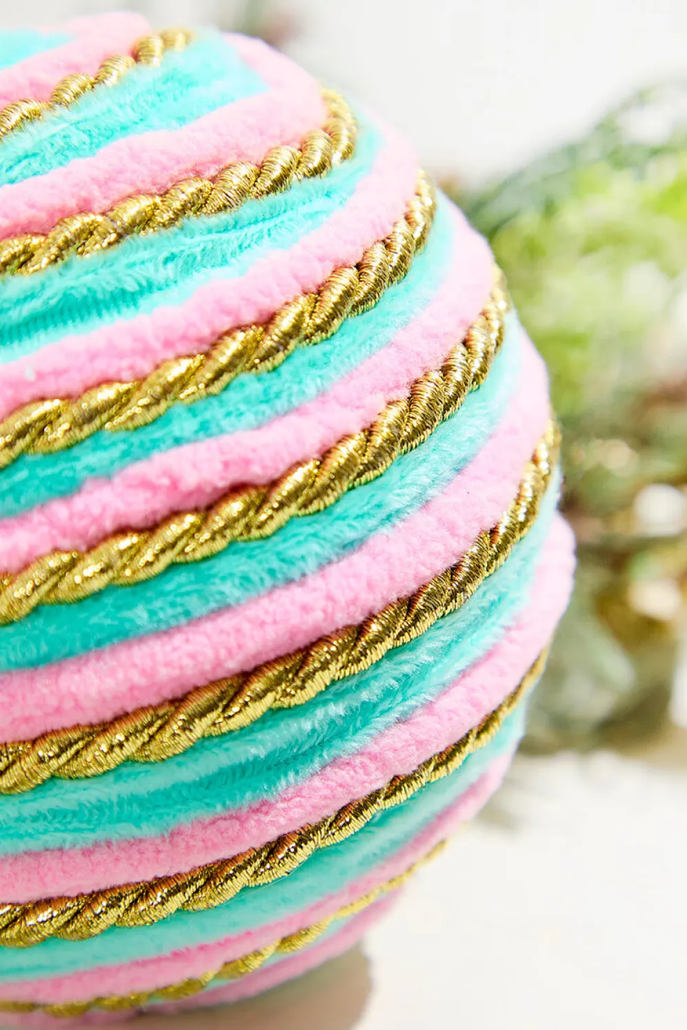 Decorator's Warehouse 5" Aqua & Pink Twirl Ball Ornament > Christmas Ornaments|Santa'S Sweet Shoppe