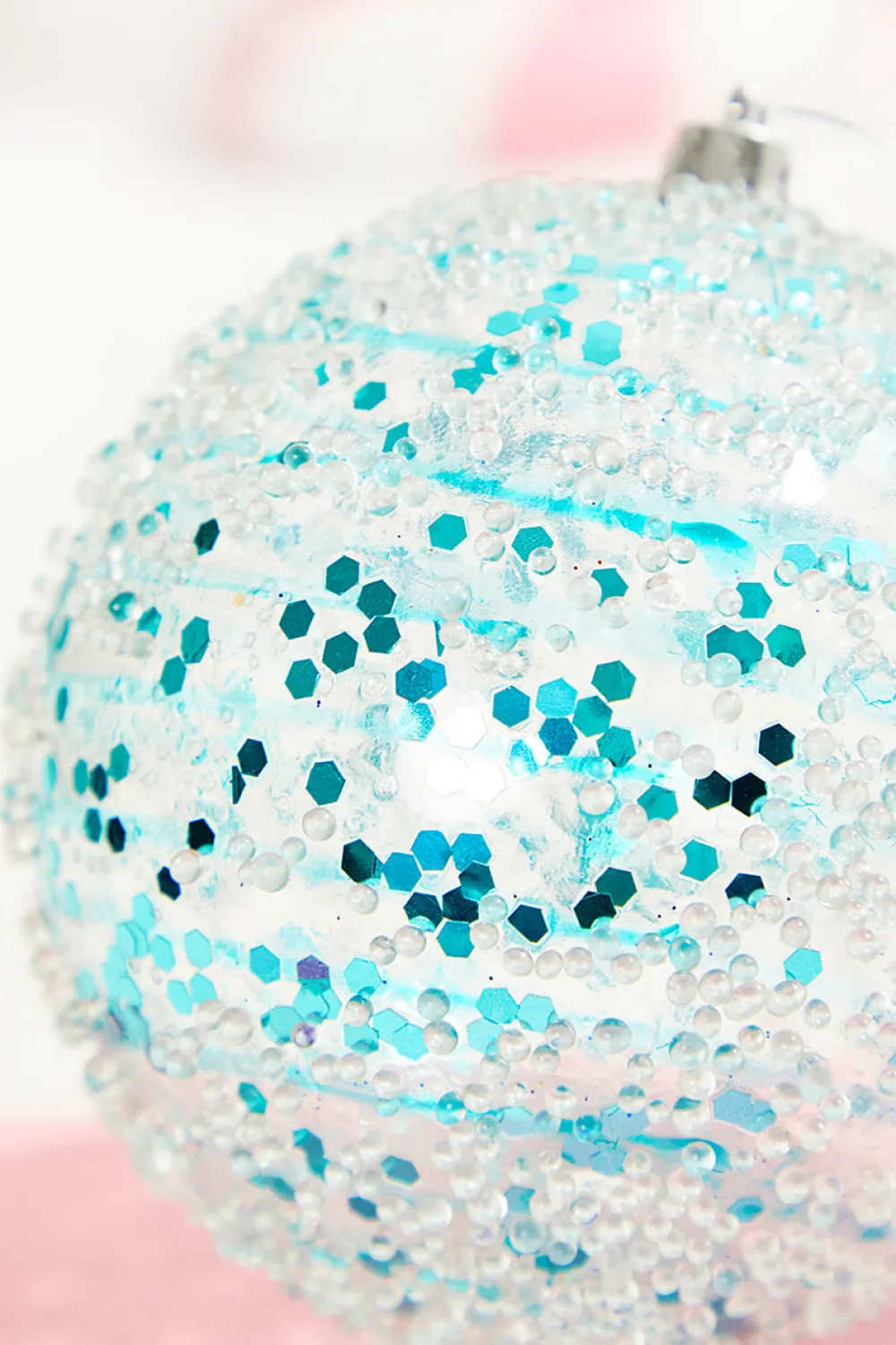 Decorator's Warehouse 4" Aqua Sequin Iced Ball Ornament > Christmas Ornaments|Christmas Decor