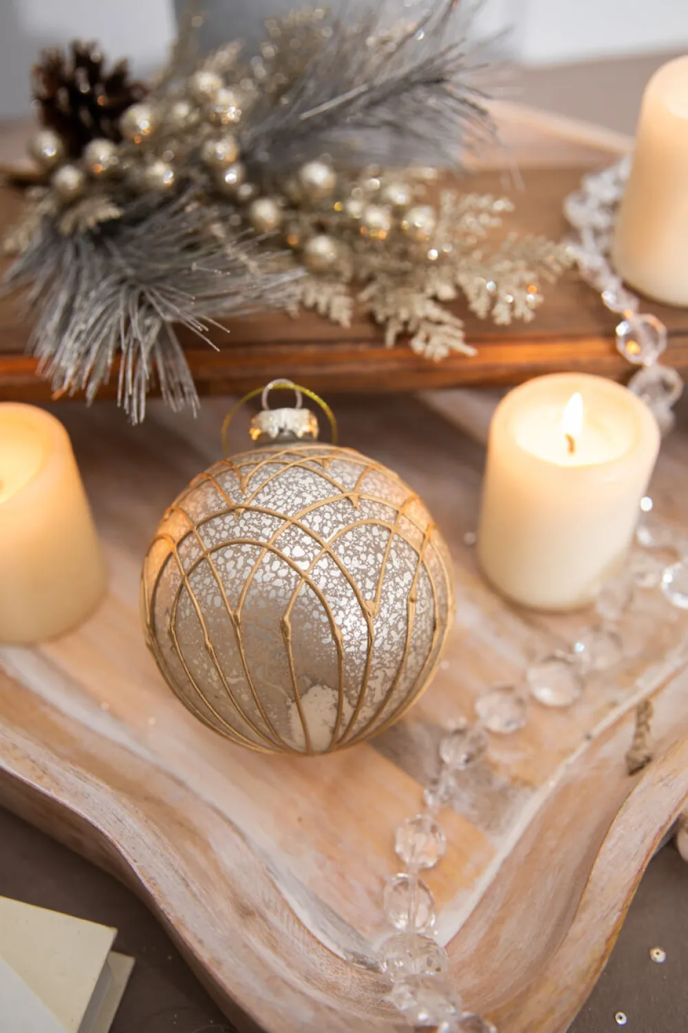 Decorator's Warehouse 4” Art Deco Pattern Antique Glass Ball Ornament > Christmas Decor|Jewel Tones