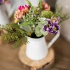 Decorator's Warehouse 10” Aster Daisy Floral in White Pitcher Accent - Pink > Easter Decor|Easter Decor