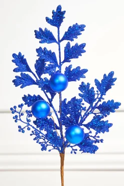 Decorator's Warehouse 22" Ball Bead Spray - Blue > Blue Christmas|Merry & Bright