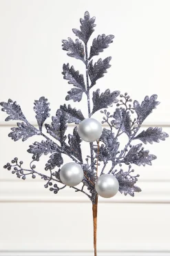 Decorator's Warehouse 22" Ball Bead Spray - Gray > Christmas Decor|Christmas Sprays