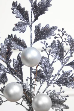 Decorator's Warehouse 22" Ball Bead Spray - Gray > Christmas Decor|Christmas Sprays