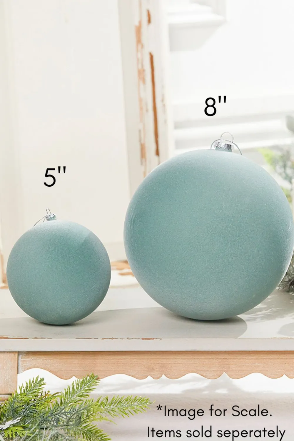 Decorator's Warehouse 5" Ball Ornament - Frost Green > Christmas Ornaments|Christmas Decor