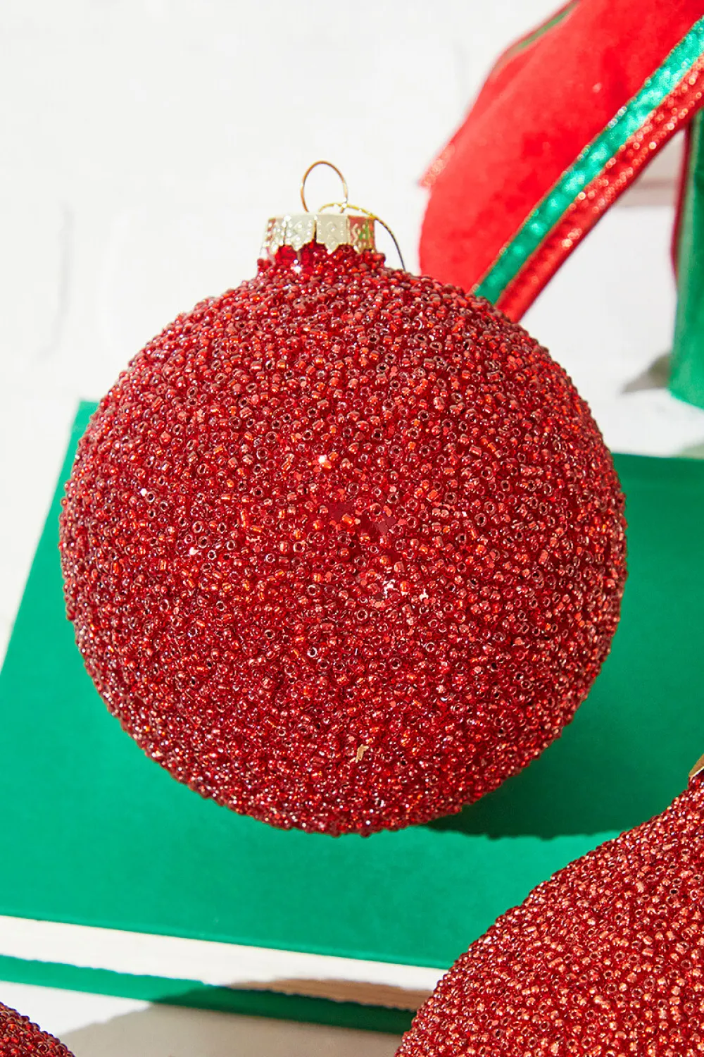 Decorator's Warehouse 6" Beaded Red Glass Ornament > Nutcracker|Christmas Decor