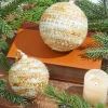 Decorator's Warehouse Beige/White Knit Ball Ornaments - Set of 2 > Christmas Ornaments|Winter Woodland