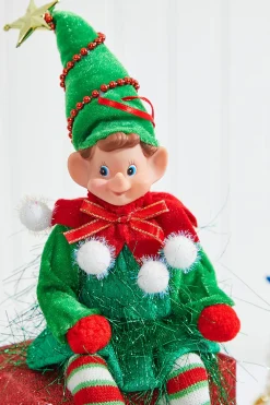 Decorator's Warehouse 11" Bendable Elf with Pom Pom Ornament > Christmas Decor|Christmas Accents