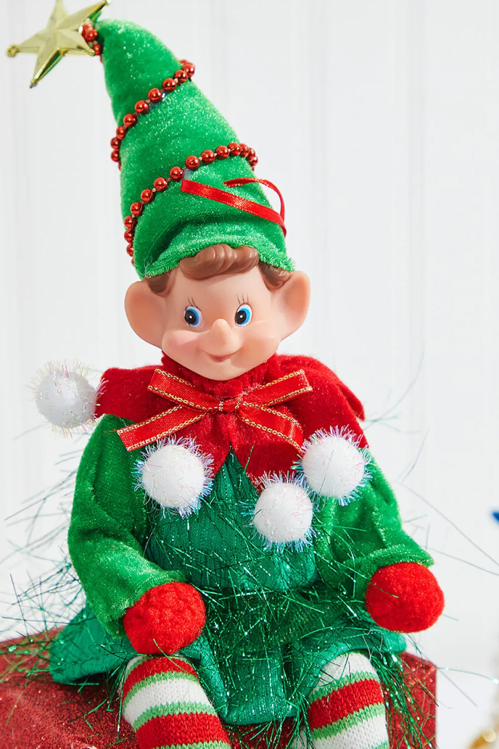 Decorator's Warehouse 11" Bendable Elf with Pom Pom Ornament > Christmas Decor|Christmas Accents