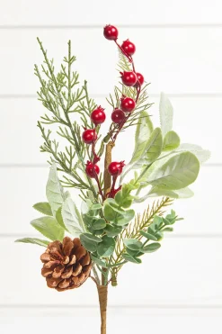 Decorator's Warehouse 18" Berry and Holly Pine Pick > Cardinal|Christmas Sprays
