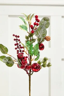 Decorator's Warehouse 17” Berry Holly Pick - Green & Red > Farmhouse|Christmas Sprays