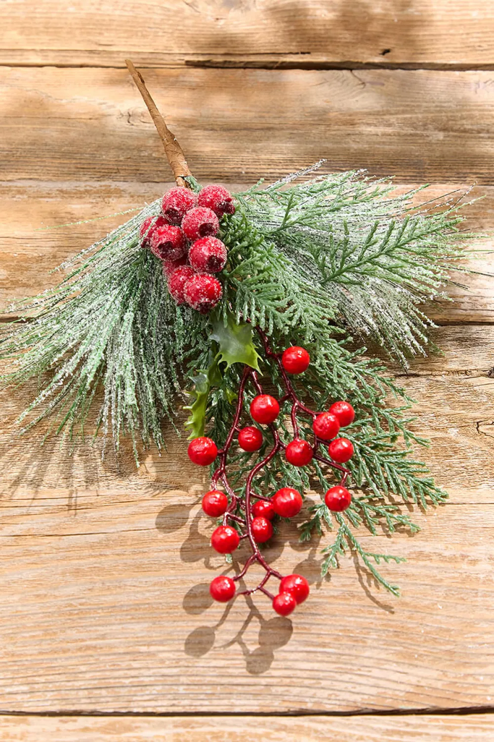 Decorator's Warehouse 16" Berry Pine Cedar Pick with Snow > Cardinal|Christmas Sprays