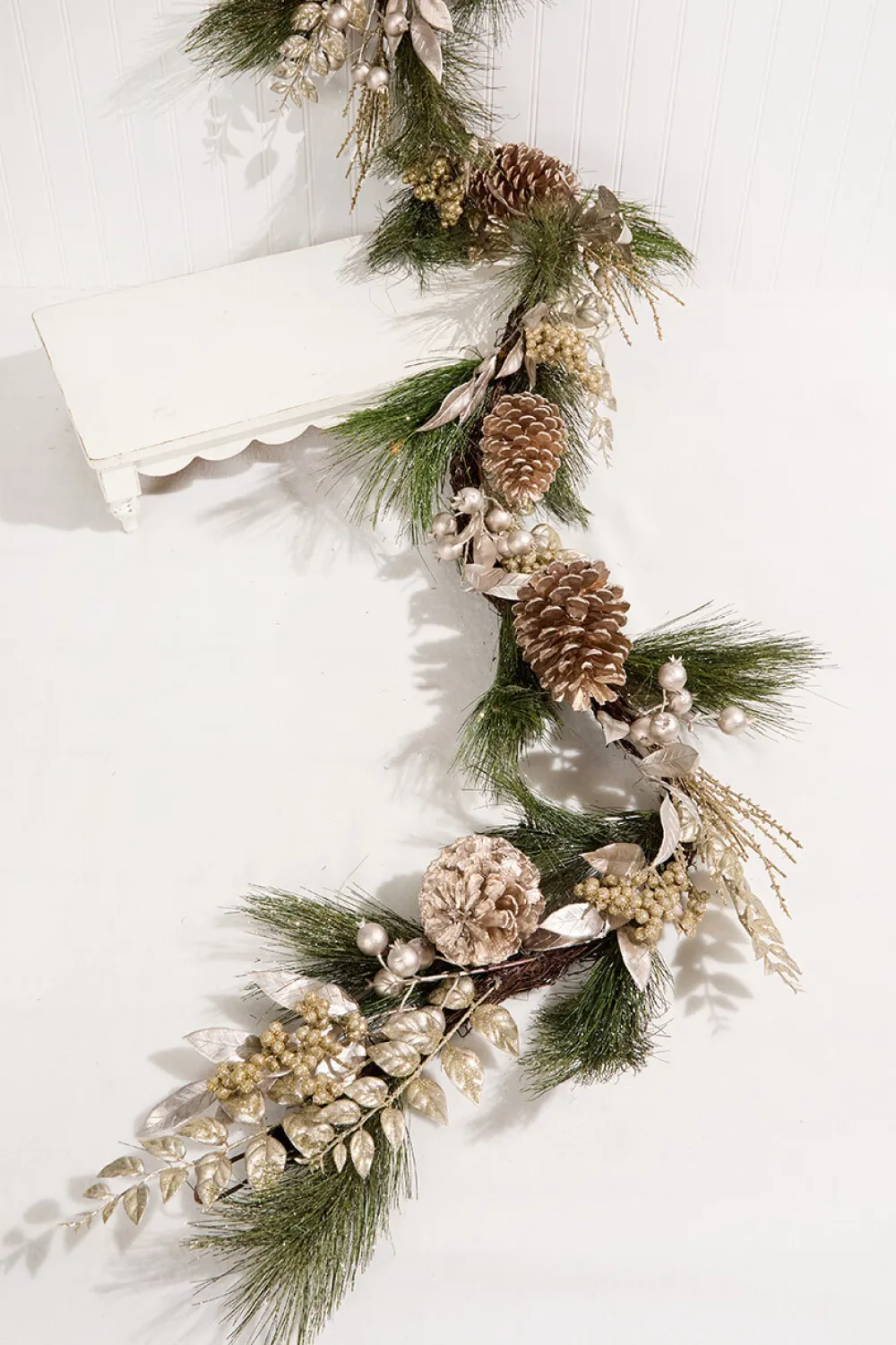 Decorator's Warehouse 6' Berry/Pinecone/Cedar Garland - Champagne > Christmas Decor|Natural Elegance