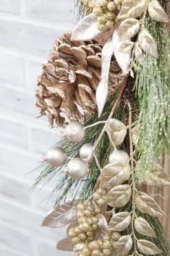 Decorator's Warehouse 6' Berry/Pinecone/Cedar Garland - Champagne > Christmas Decor|Natural Elegance