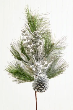 Decorator's Warehouse 30" Berry Pinecone Cedar Spray - Silver > White Christmas|Christmas Decor