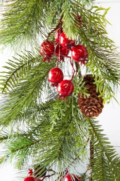 Decorator's Warehouse 5' Berry Pine with Pinecones Garland > Cardinal|Christmas Decor