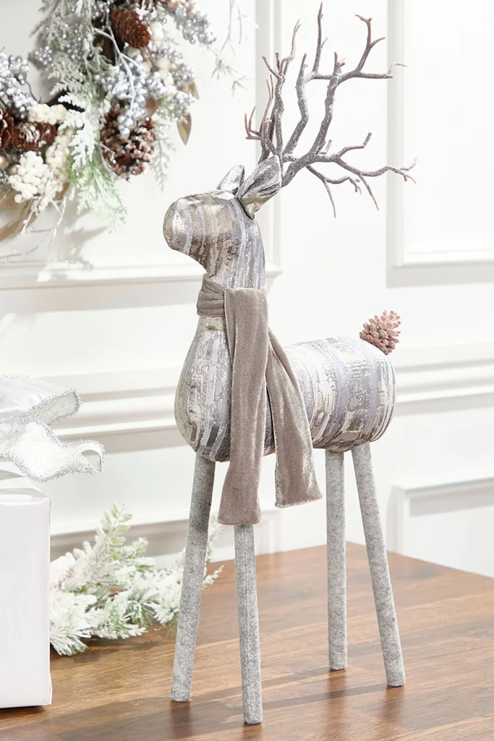 Decorator's Warehouse 28” Birch Wood Deer > Winter Woodland|Christmas Accents