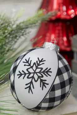 Decorator's Warehouse 4" Black and White Ball Plaid Ornament > Christmas Ornaments|Christmas Ornaments