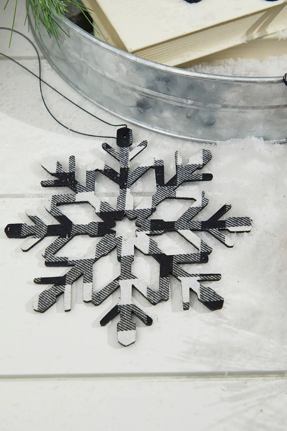 Decorator's Warehouse 6” Black And White Buffalo Check Snowflake Ornament > Best Sellers|Christmas Ornaments