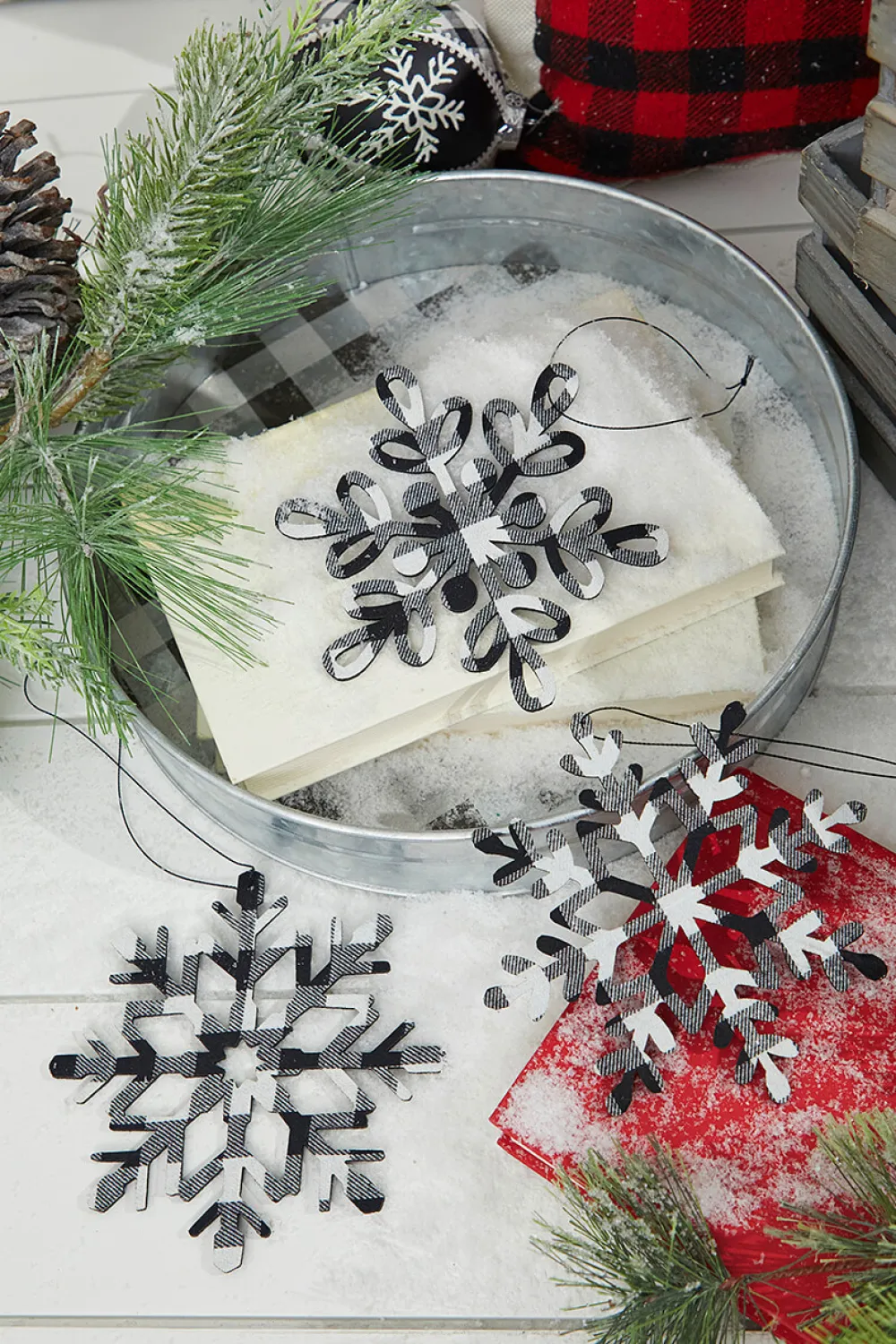 Decorator's Warehouse 6” Black And White Buffalo Check Snowflake Ornament > Best Sellers|Christmas Ornaments
