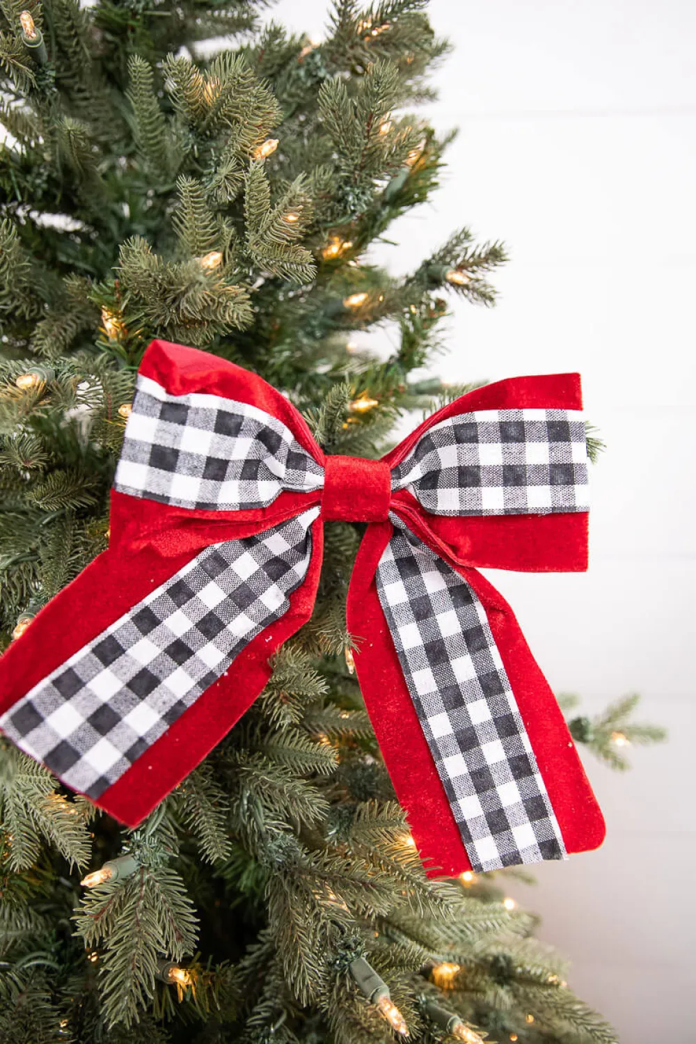 Decorator's Warehouse 8” Black and White Plaid on Red Bow > Best Sellers|Sale