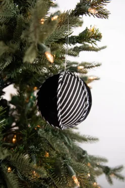 Decorator's Warehouse 4” Black and White Stripe Ornament Ball > Christmas Ornaments|Christmas Ornaments
