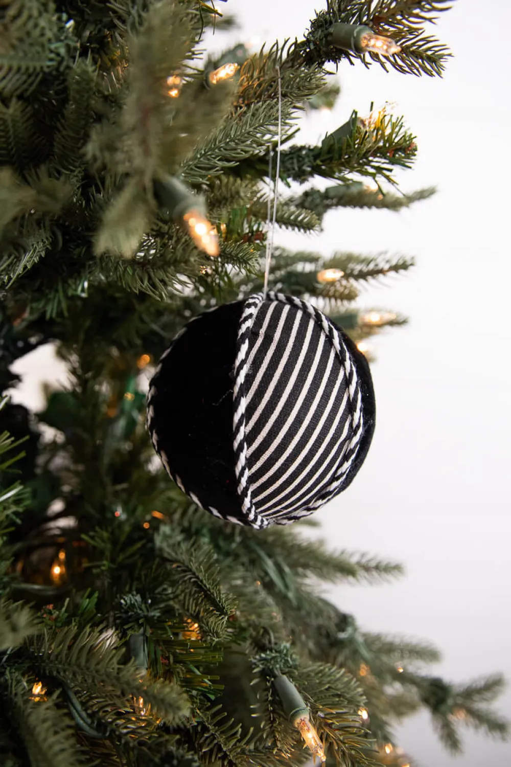 Decorator's Warehouse 4” Black and White Stripe Ornament Ball > Christmas Ornaments|Christmas Ornaments
