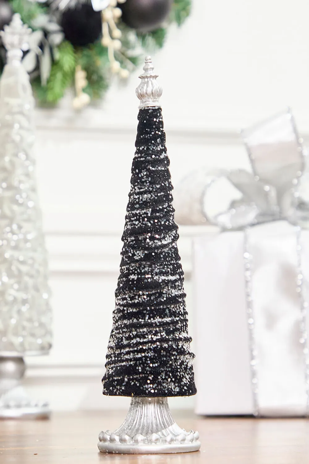 Decorator's Warehouse 14" Black Flocked Resin Tree > Tabletop & Accent Trees|Nutcracker