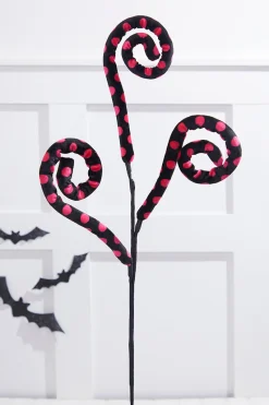 Decorator's Warehouse 29” Black & Pink Polkadot Spiral Curly Spray > Halloween|Halloween