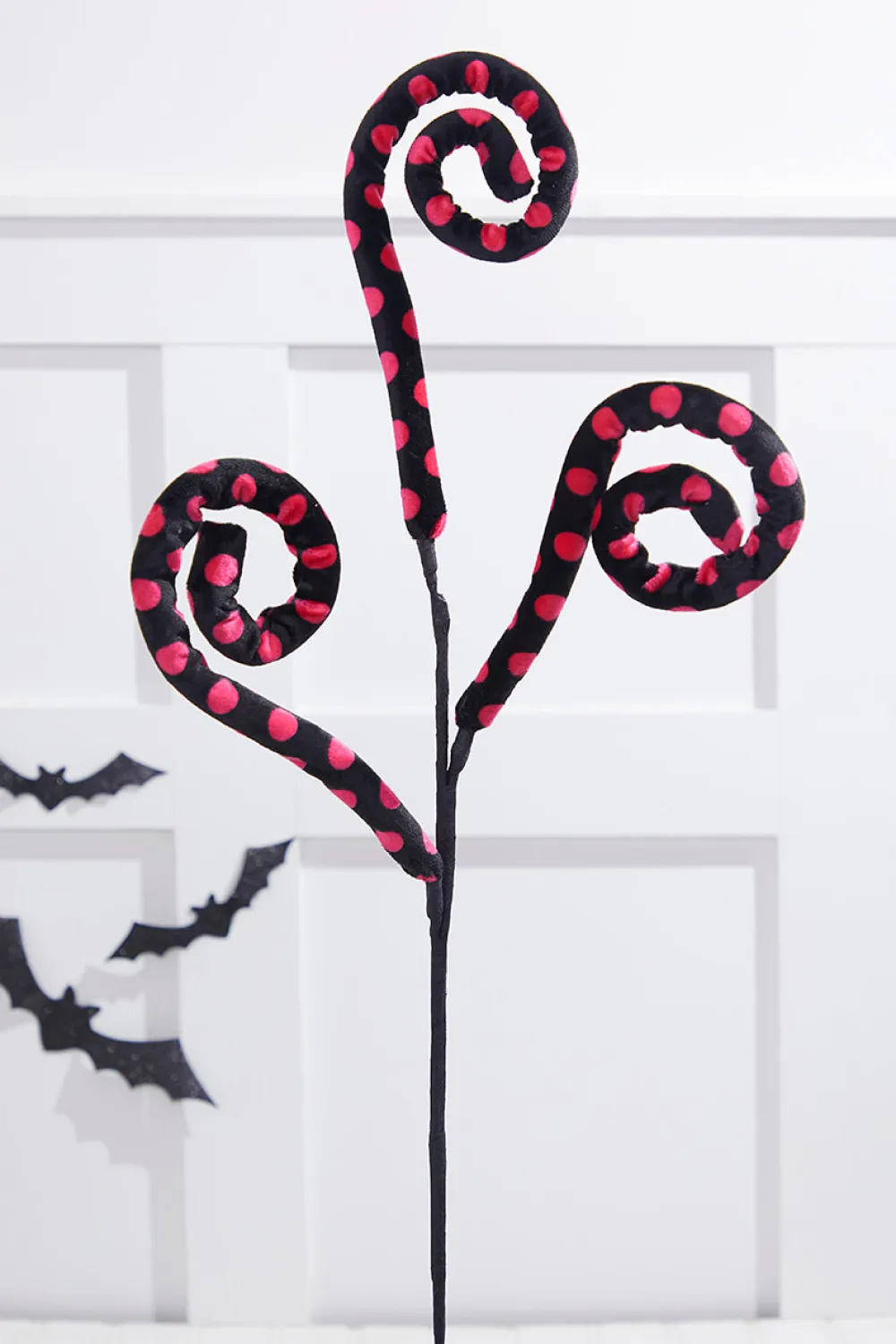 Decorator's Warehouse 29” Black & Pink Polkadot Spiral Curly Spray > Halloween|Halloween