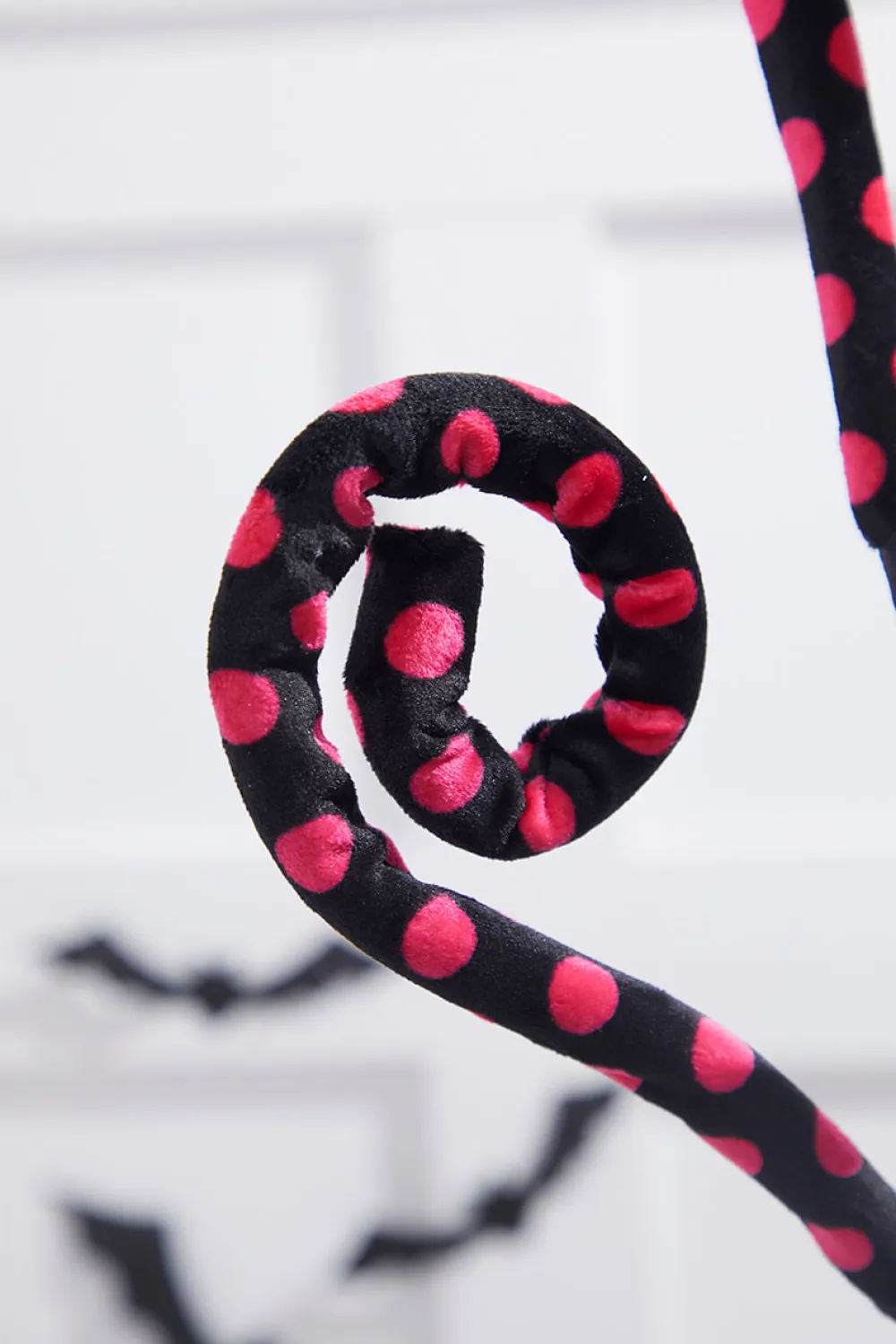 Decorator's Warehouse 29” Black & Pink Polkadot Spiral Curly Spray > Halloween|Halloween