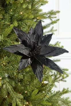 Decorator's Warehouse 24" Black Velvet Poinsettia Stem > Nutcracker|Christmas Flowers