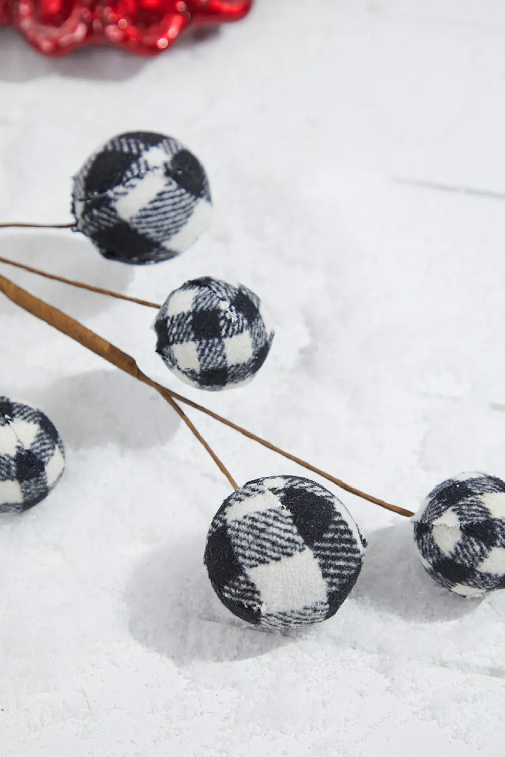 Decorator's Warehouse 25” Black & White Buffalo Check Plaid Ball Spray > Christmas Sprays|Christmas Decor