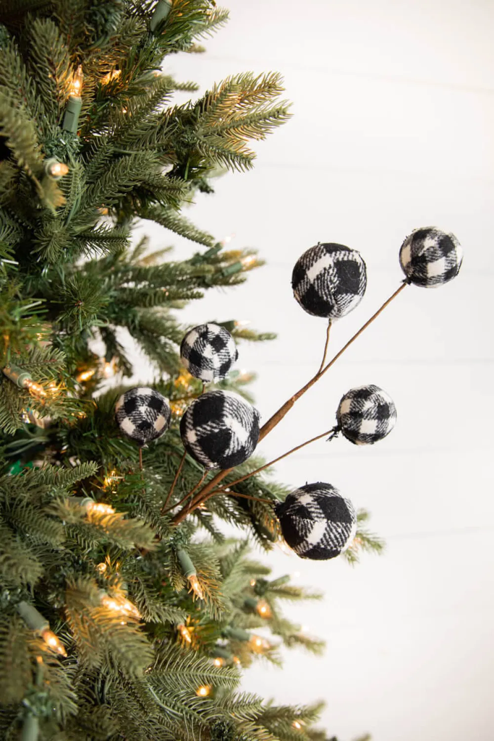 Decorator's Warehouse 25” Black & White Buffalo Check Plaid Ball Spray > Christmas Sprays|Christmas Decor