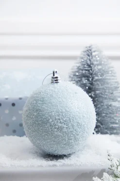 Decorator's Warehouse 4" Blue Frosted Ball Ornament > Santa'S Sweet Shoppe