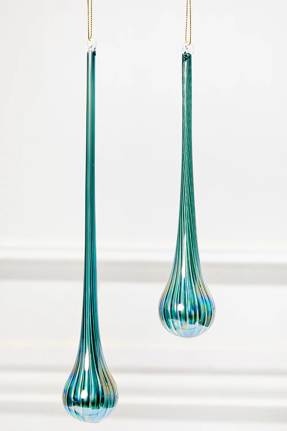Decorator's Warehouse 9" - 12" Blue Glass Drop Ornament > Christmas Decor|Blue Christmas