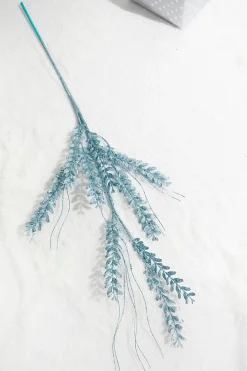 Decorator's Warehouse 34" Blue Glitter Fern Spray > White Christmas|Christmas Sprays