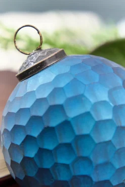 Decorator's Warehouse 5" Blue Honeycomb Glass Ball Ornament > Christmas Decor|Christmas Ornaments
