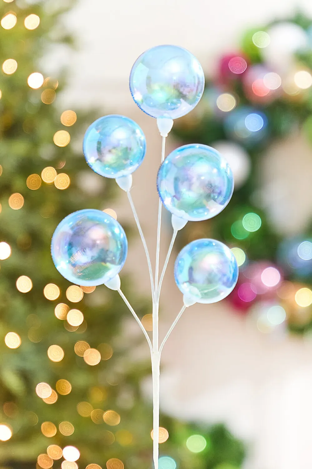 Decorator's Warehouse 15" Blue Iridescent Ball Pick > Christmas Sprays|Christmas Decor
