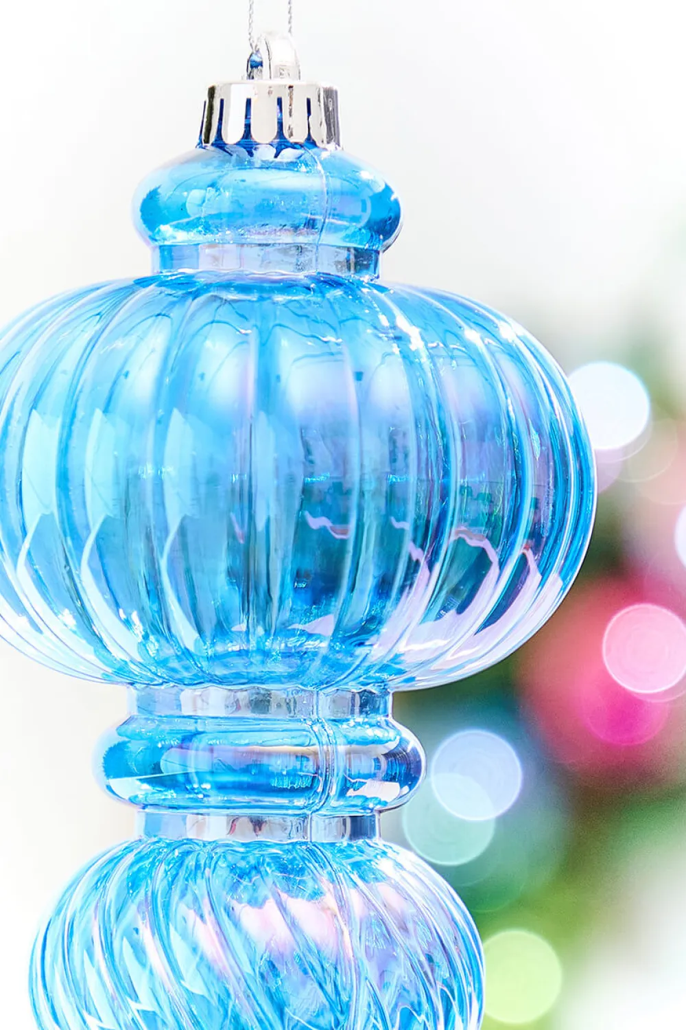 Decorator's Warehouse 10" Blue Iridescent Chandelier Ornament > Christmas Decor|Blue Christmas