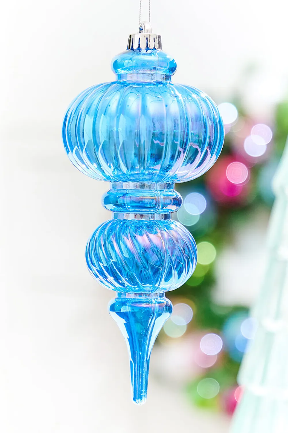 Decorator's Warehouse 10" Blue Iridescent Chandelier Ornament > Christmas Decor|Blue Christmas