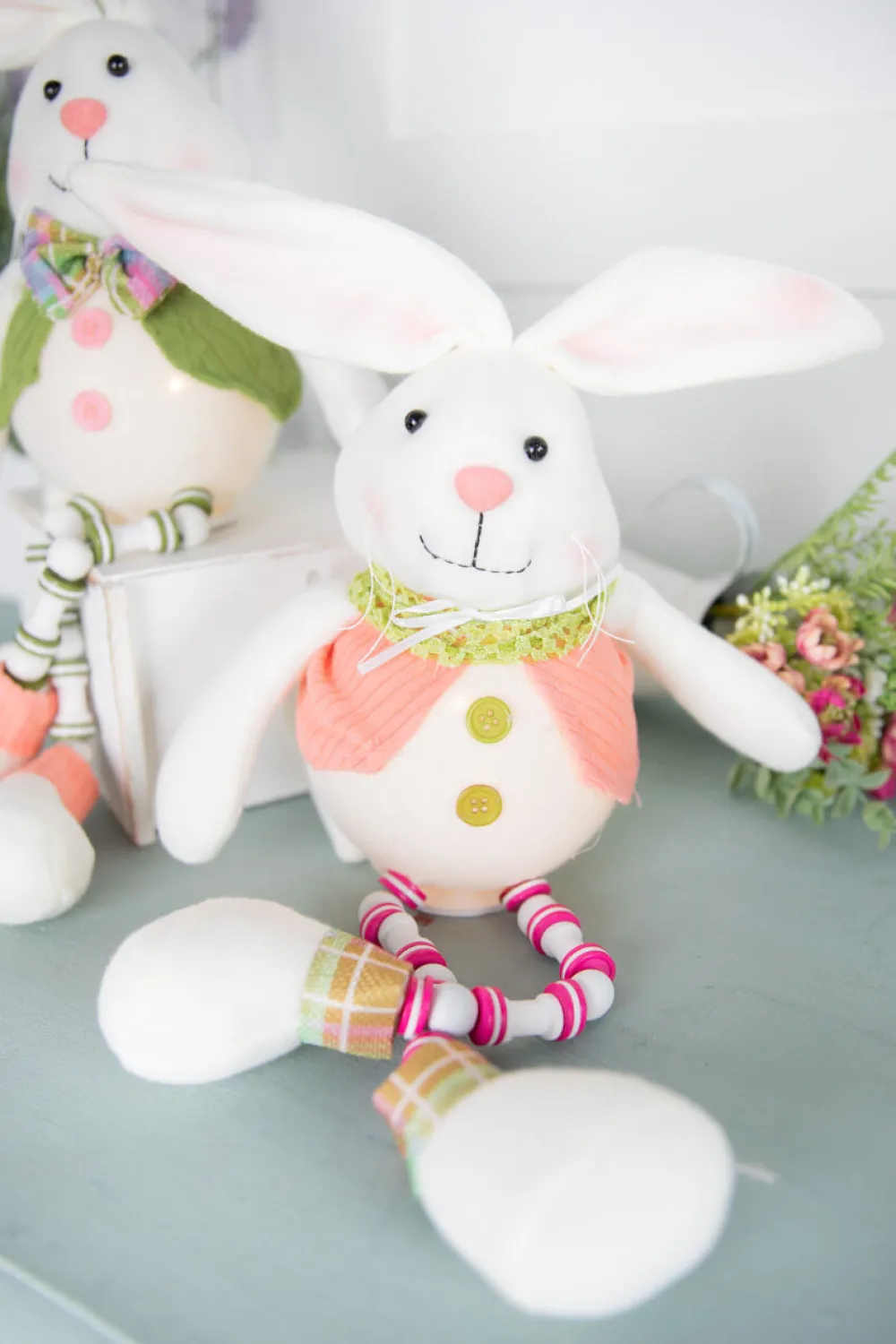 Decorator's Warehouse 16” B/O Lighted Fabric Easter Bunny Shelf Sitter > Easter Decor|Easter Decor
