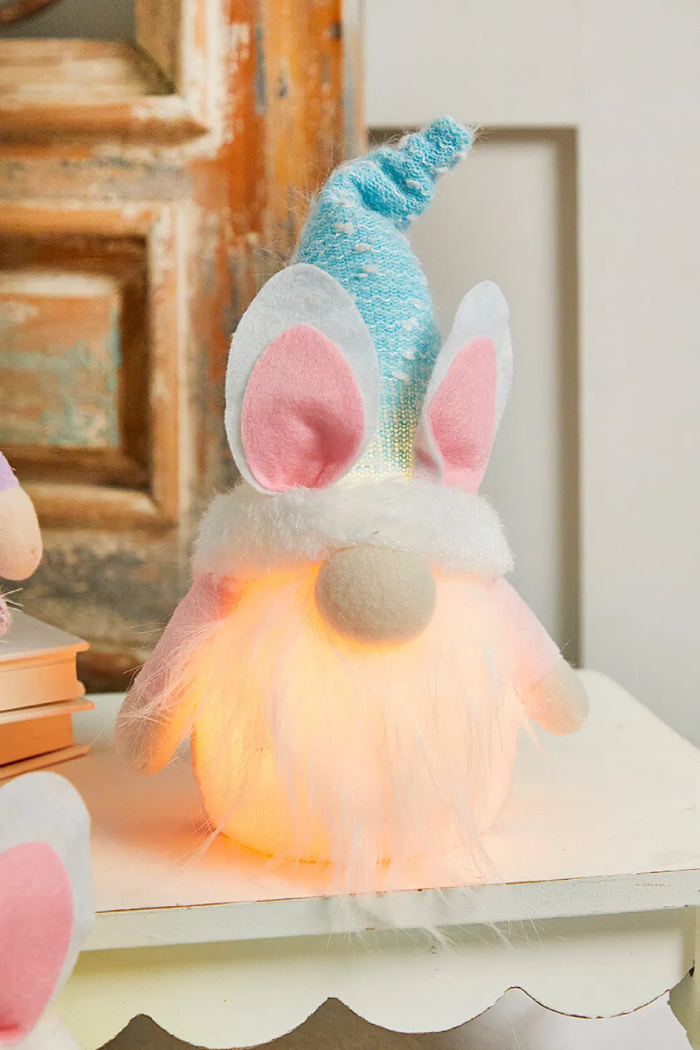 Decorator's Warehouse 10.2” B/O Lighted Plush Easter Bunny Gnome Figurine > Easter Decor|Easter Decor