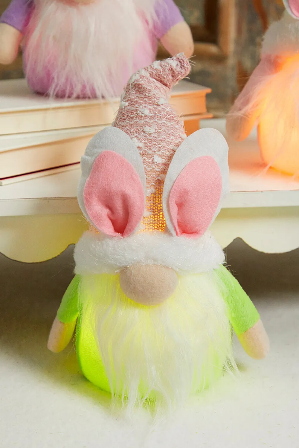 Decorator's Warehouse 10.2” B/O Lighted Plush Easter Bunny Gnome Figurine > Easter Decor|Easter Decor